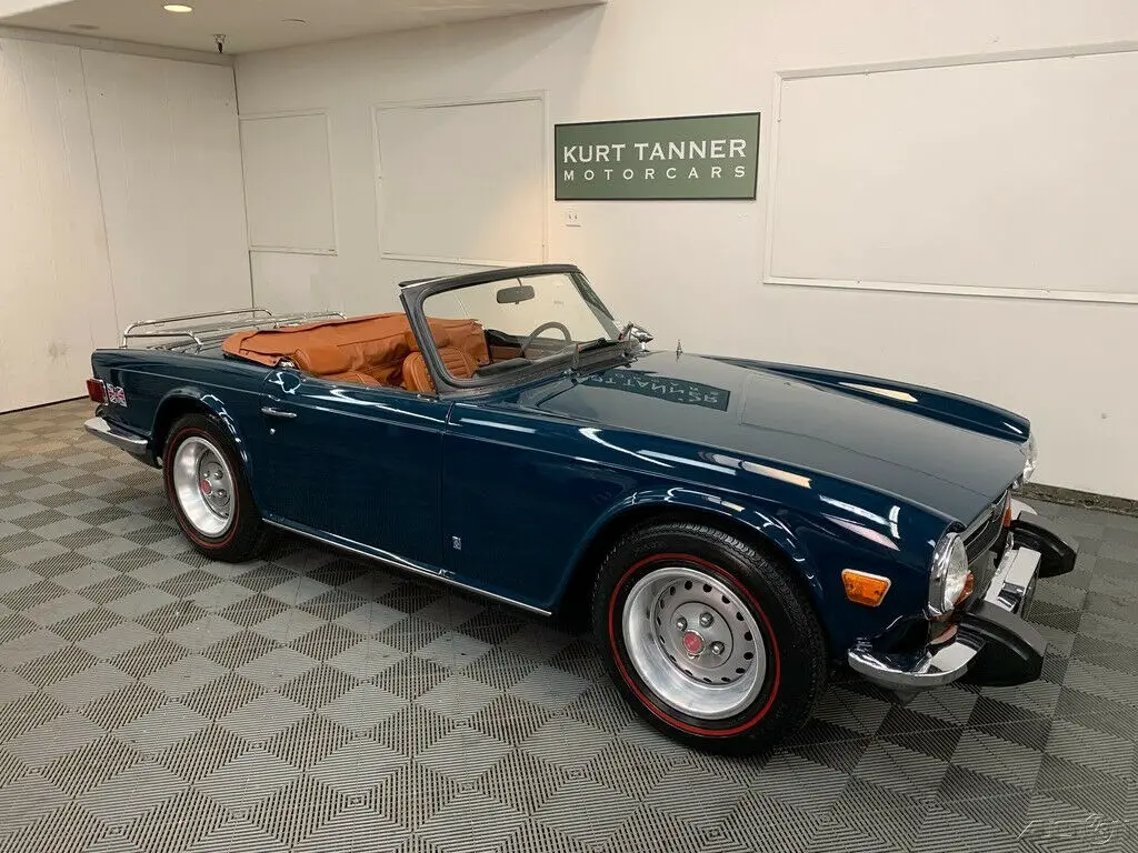 1974 triumph tr-6. mallard blue with tan trim. highly original car, 88,402 miles