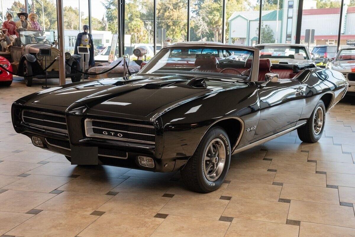 1969 pontiac gto convertible starlight black 350hp 400ci v8