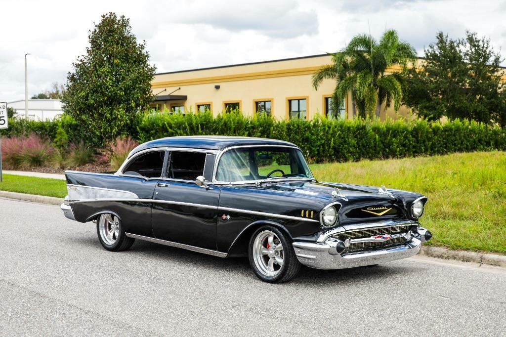 1957 chevrolet bel air pro touring sedan black 15620 miles