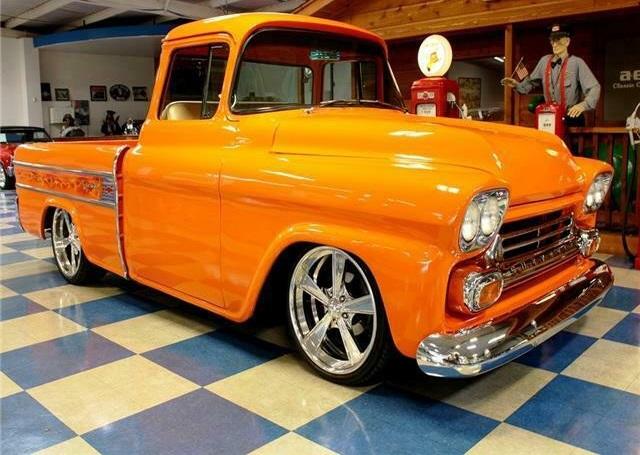 1958 chevrolet cameo pickup orange custom flames 350 small block auto