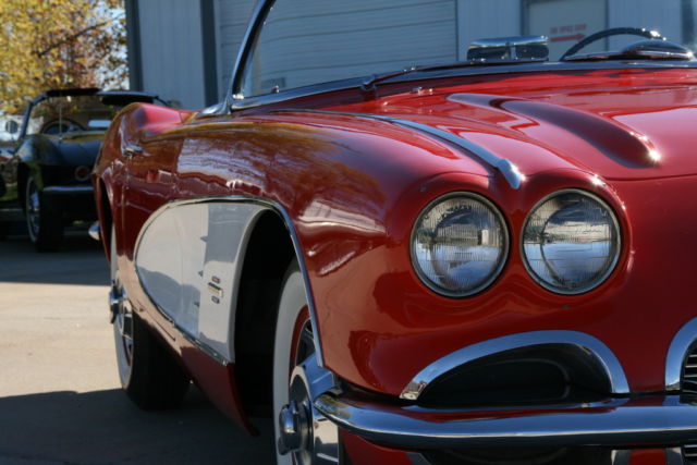 1961 corvette roadster roman red white cove 4 speed 283/230hp