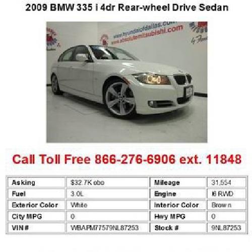 2009 bmw 335 i 4dr rear-wheel drive sedan white in dallas, tx
