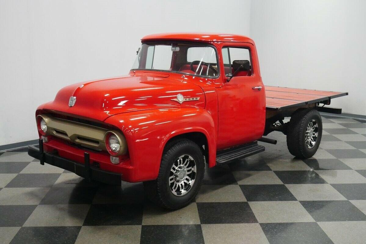 1956 ford f-250 classic vintage pickup flatbed with a v8 upgrade