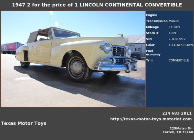 1947 2 for the price of 1 lincoln continental convertible must see