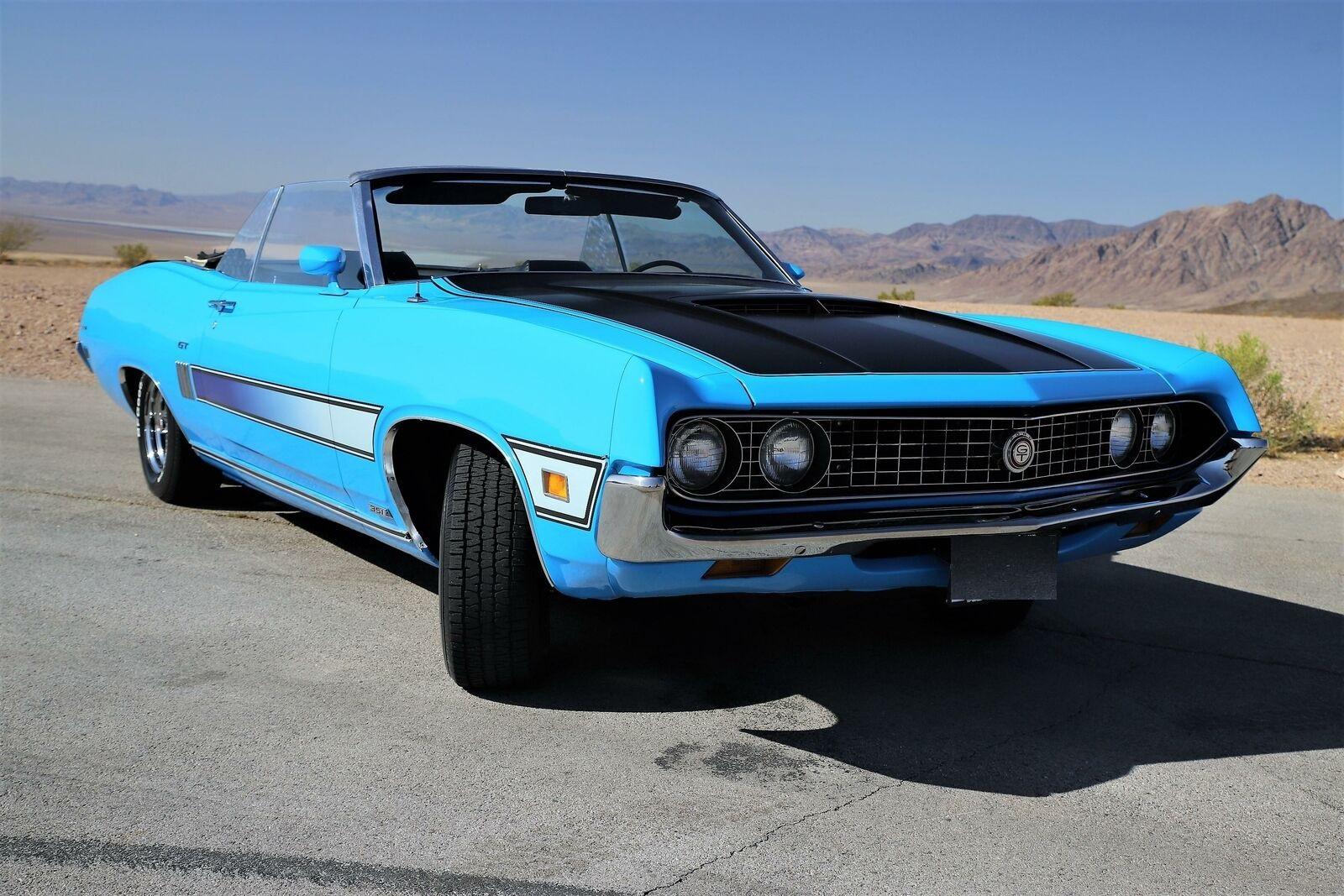 1970 ford torino blue convertible in pristine condition
