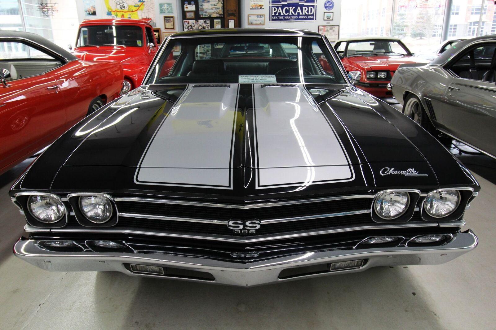 1969 chevrolet chevelle beautiful black exterior with silver ss stripes