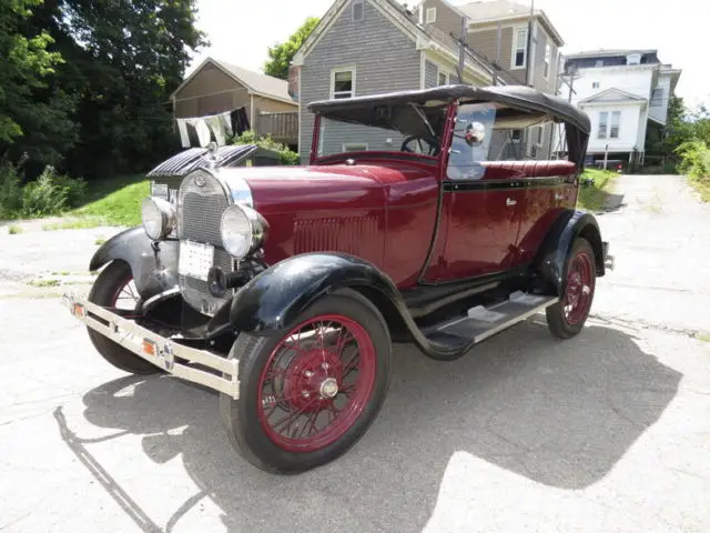 1929 maroon rare touring car convertible antique comprehensive restoration
