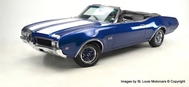 1969 oldsmobile cutlass 442 convertible trophy blue 4-speed w/original 400ci v8!