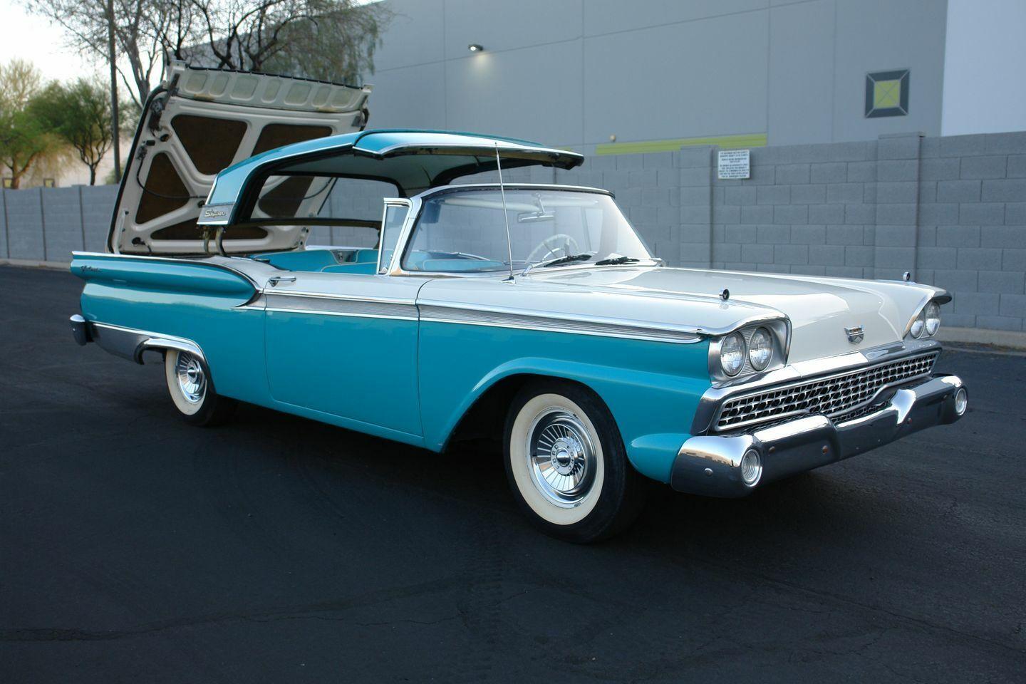 1959 ford fairlane teal convertible with 75159 miles