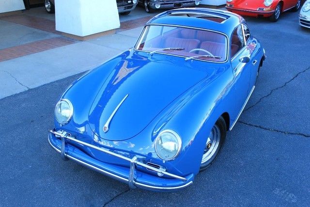 1959 porsche 356. aquamarine blue/red. full restoration. porsche certified