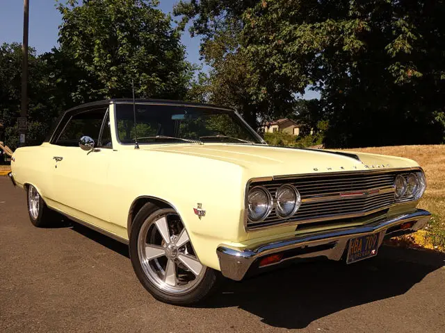 1965 chevrolet malibu ss yellow w/ black bucket seats 327 v8 automatic ps pdb