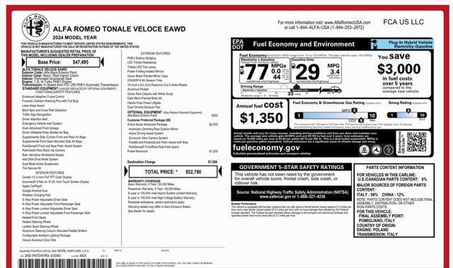 2024 alfa romeo tonale veloce eawd