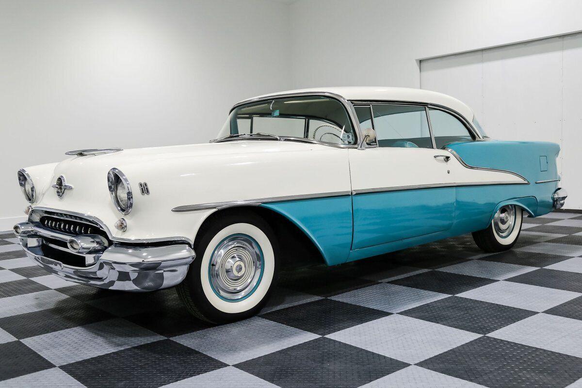 1955 oldsmobile eighty eight 24984 miles turquoise and white coupe